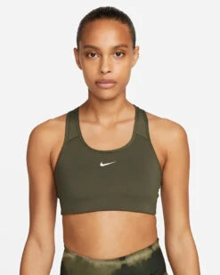 Nike Women’s Swoosh Medium-Support Padded Bra (326 - Cargo Khaki/White)