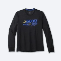 BROOKS Men's Distance Graphic Long Sleeve (095 - Black/Heritage)