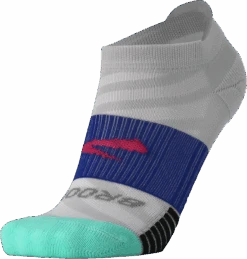 BROOKS Ghost Lite No Show Sock 2-Pack (612 - Pink/Salt & Light Grey/Salt) -Saucony Clothing Shop 280496 612 D3 Ghost Lite No Show 2 Pack