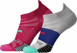 BROOKS Ghost Lite No Show Sock 2-Pack (612 - Pink/Salt & Light Grey/Salt)