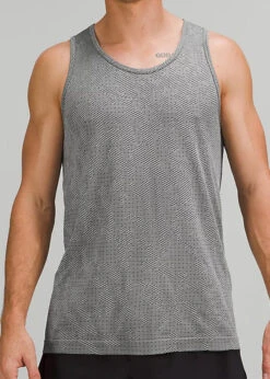 Lululemon Men's Metal Vent Breathe Tank (Covered Camp Graphite Grey/White Opal)