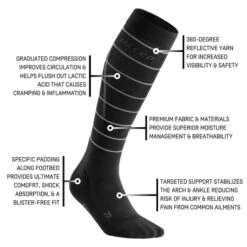 CEP Women's Reflective Compression Tall Socks (Black) -Saucony Clothing Shop 60 540x dd3941aa cd6f 4884 9be6 232a54846f8f