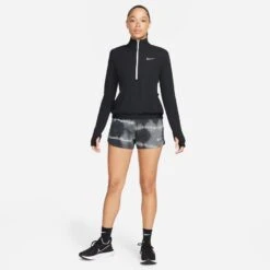 Nike Women's DRI-FIT Eclipse Mid-Rise Printed Running Shorts (010 - Black/White) -Saucony Clothing Shop 9C761EB6 61A0 40E3 91FA F3D620F3D633