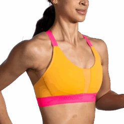 BROOKS Women's Drive Plunge Bra 2.0 (889 - Sun Glow/Hyper Pink) -Saucony Clothing Shop EC164DE4 A890 49B4 8698 485252F00826