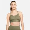 Nike Women's DRI-FIT Indy Sports Bra (222 - Medium Olive/White)