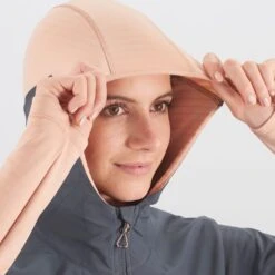 Salomon Women's Outline All Season Hybrid Midlayer (Sirocco/Ebony) -Saucony Clothing Shop LC1597400 4 MOD outlineallseasonhybridmid siroccoebony capucheelastique w