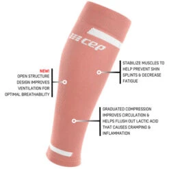 CEP Women's Run Calf 4.0 Compression Sleeve (Rose) -Saucony Clothing Shop The Run Calf Sleeves 4.0 rose infograph 5 540x 3ae27651 d38e 45f9 88bb 9001f77002a3