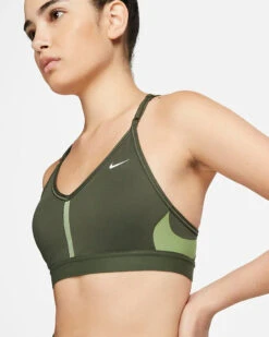 Nike Women’s DRI-FIT Indy Sports Bra (325 - Cargo Khaki/Alligator/Cargo Khaki/White) -Saucony Clothing Shop b911629d 3bcb 438d b34e aef79316de3a