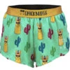 Men's Green Llamas 2" Split Shorts -Saucony Clothing Shop chicknlegs mens green llama 2 inch ghost image