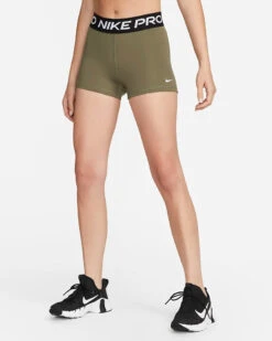 Nike Women's Pro 3" Shorts (223 - Medium Olive/Black/White)