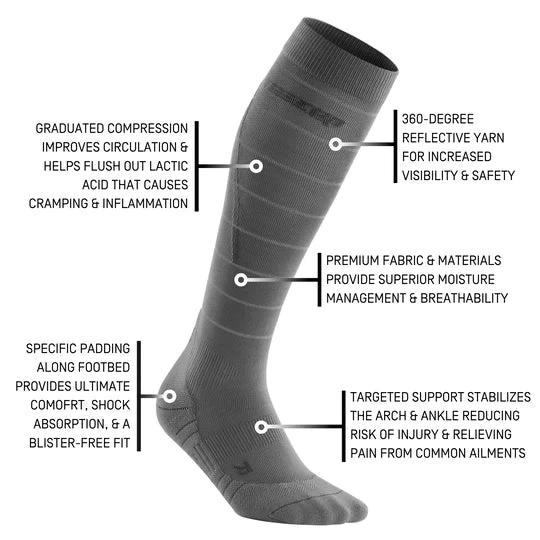 CEP Men's Reflective Compression Tall Socks (Grey) 7 CEP Men's Reflective Compression Tall Socks (Grey) - Image 5